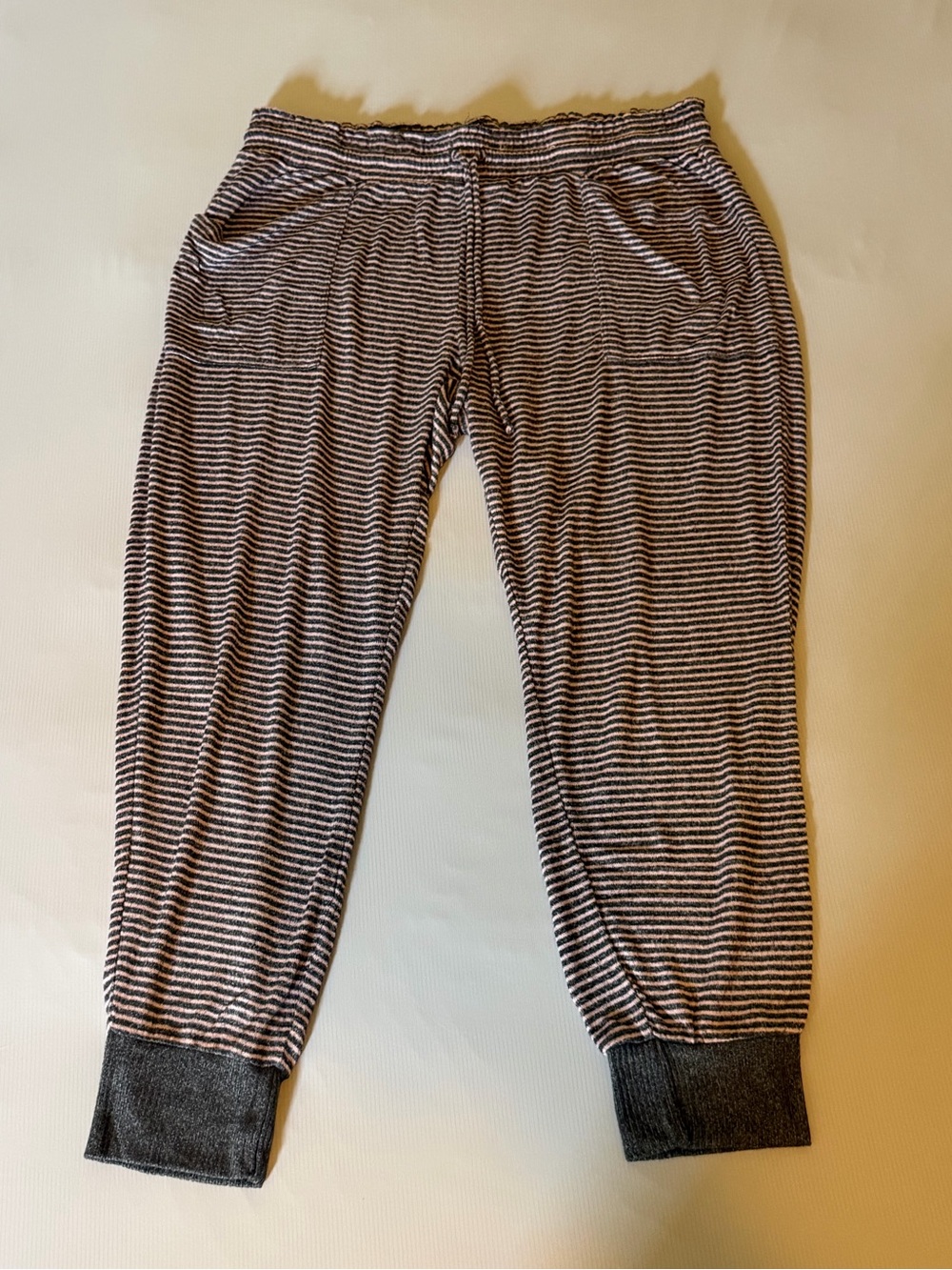 stars above Gray & Pink Striped Pajama Joggers